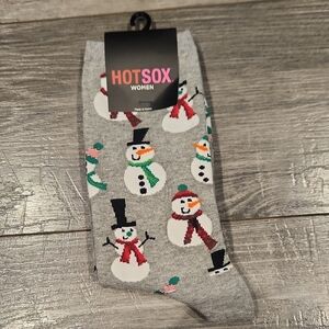 NWT Hotsox Snowmen 1 Pair Socks Fits Shoe Sz 4-10 1/2